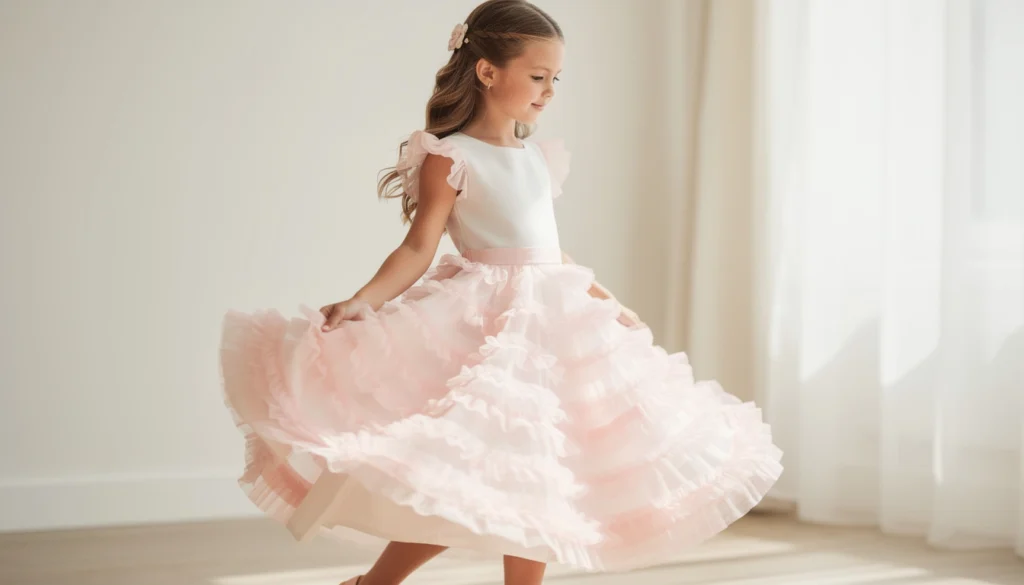 Petite fille avec une robe rose